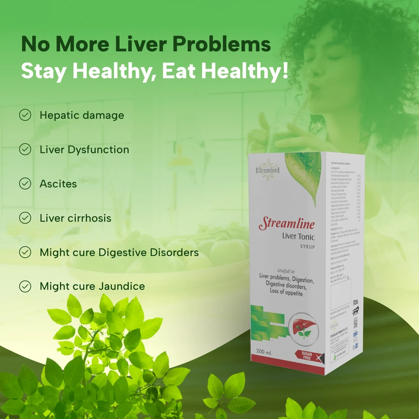 Liver Tonic  is a diligently Researched Formulation devised by our team of Ayurvedic experts. It consists of 12 Clinically Proven Herbs that are useful in the Protection & Detoxification of Liver. Streamline Liver Tonic is an All-in-one