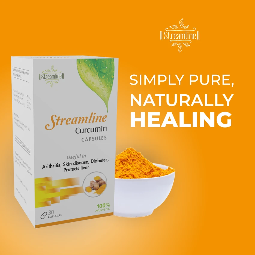 STREAMLINE CURCUMIN CAPSULES Antioxidant & Anti-inflammatory Supplement - For Skin, Joint Support, Anxiety & Stress Relief