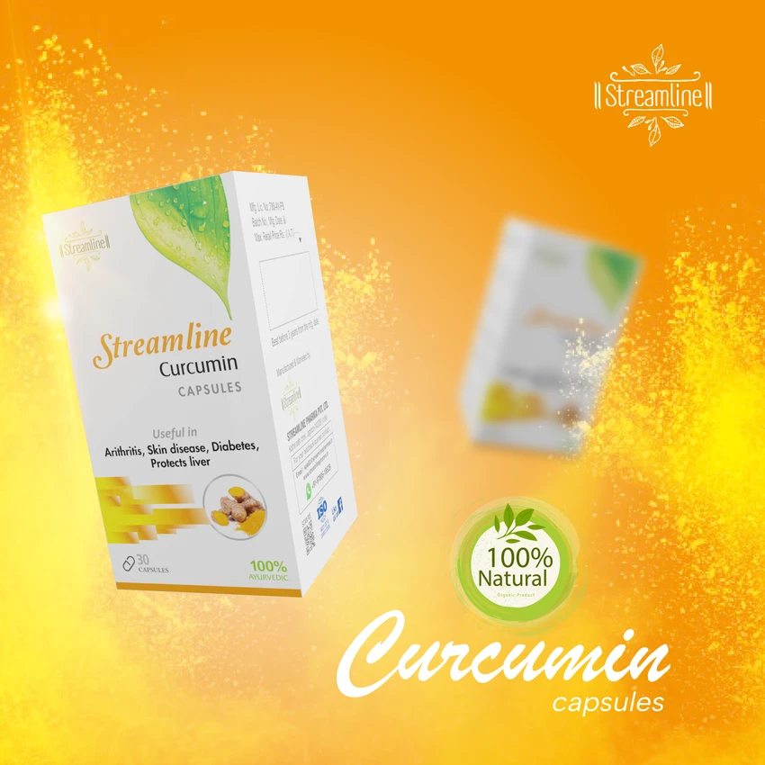 STREAMLINE CURCUMIN CAPSULES Antioxidant & Anti-inflammatory Supplement - For Skin, Joint Support, Anxiety & Stress Relief