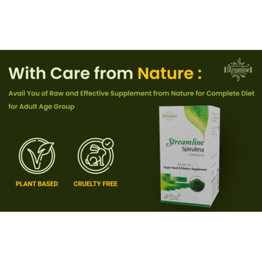 STREAMLINE SPIRULINA CAPSULES Green Food For Good Health Weight Management And Immunity Booster | Helps In Healthy Heart