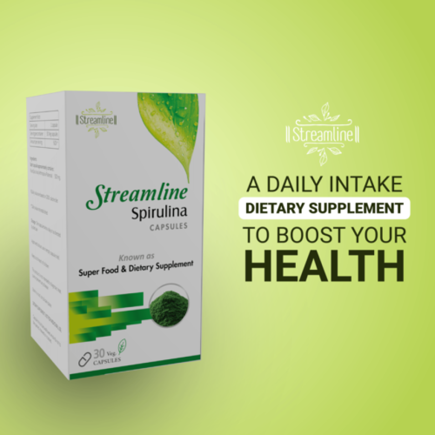 STREAMLINE SPIRULINA CAPSULES Green Food For Good Health Weight Management And Immunity Booster | Helps In Healthy Heart