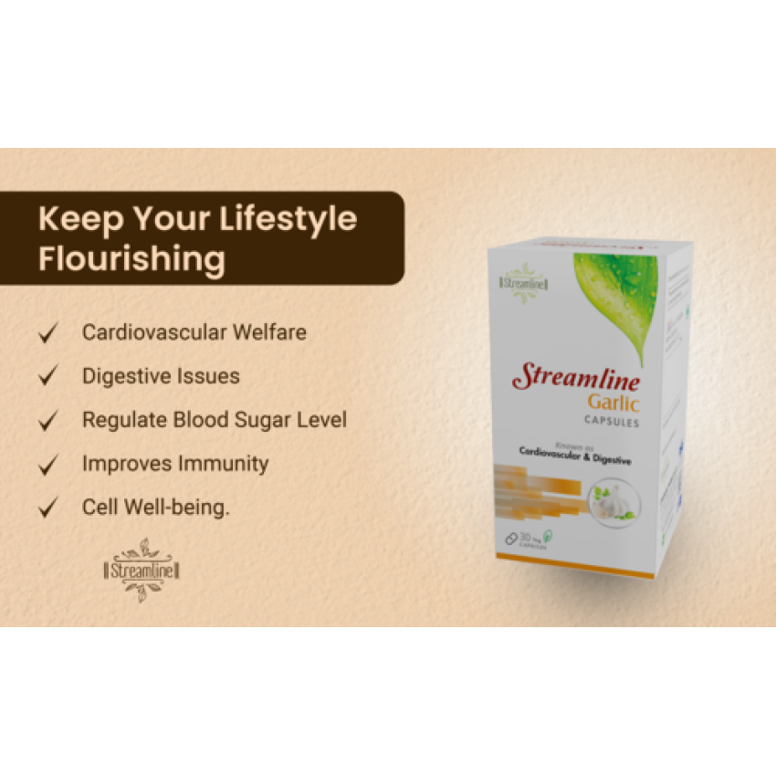 STREAMLLINE GARLIC CAPSULES For Heart health,Cholesterol Management and Weight Loss