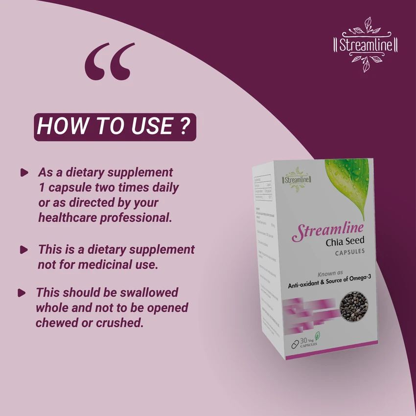 STREAMLINE CHIA SEED CAPSULES With Omega 3 & Fibre for Weight Loss management