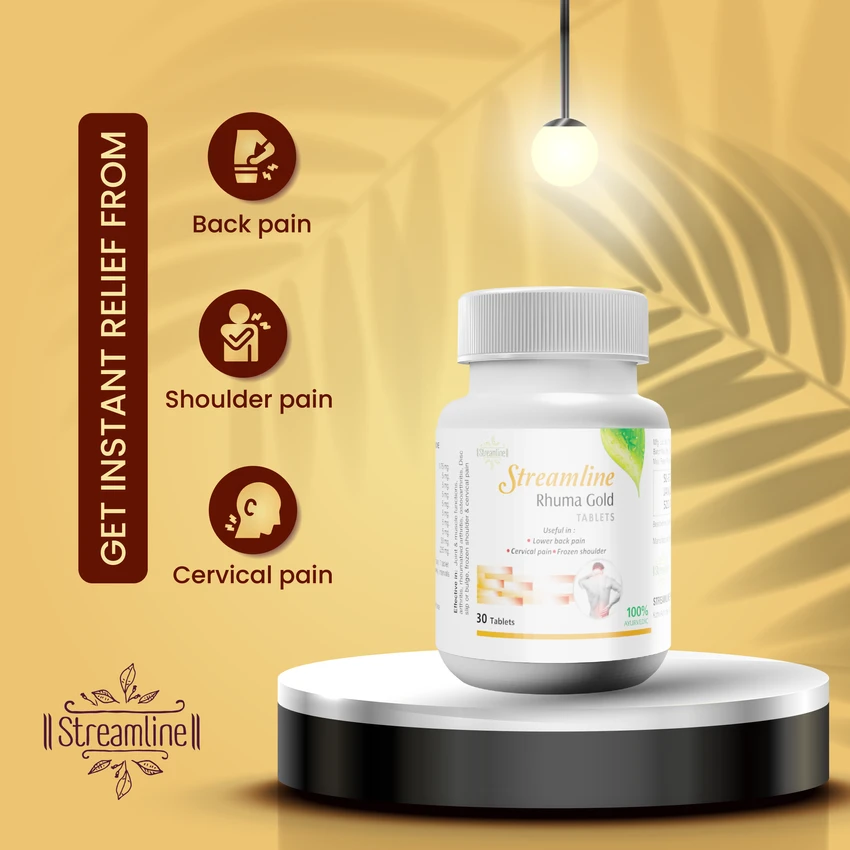 STREAMLINE RHUMA GOLD TABLET FOR CERVICAL , ARTHRITIS, JOINT & MUSCLE PAIN, DISC BULDGE & FROZEN SHOULDER