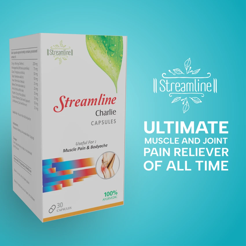 STREAMLINE CHARLIE CAPSULES Ayurvedic Pain Relief Capsule for Knee, Back, Joints and Muscle Pain Relief |