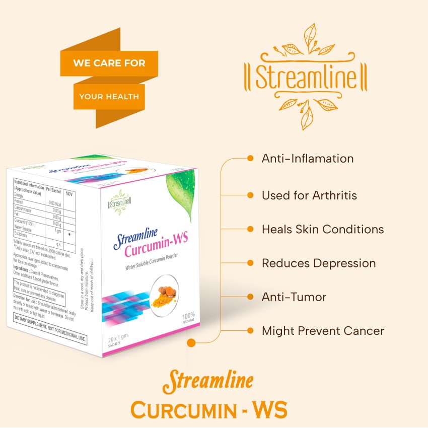 STREAMLINE CURCUMIN WD-10% Good for Skin and Joint Pain Better Absorption Boost Immunity for Men & Women