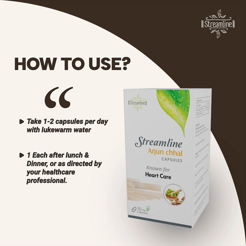 STREAMLINE ARJUN CHHAL CAPSULES  Anti-oxidant | Heart tonic | Cholesterol |Blood sugar | Diabetes |