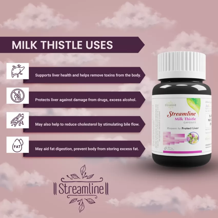 STREAMLINE MILK THISTLE CAPSULES For Liver Detox, Protection & Enhancement |