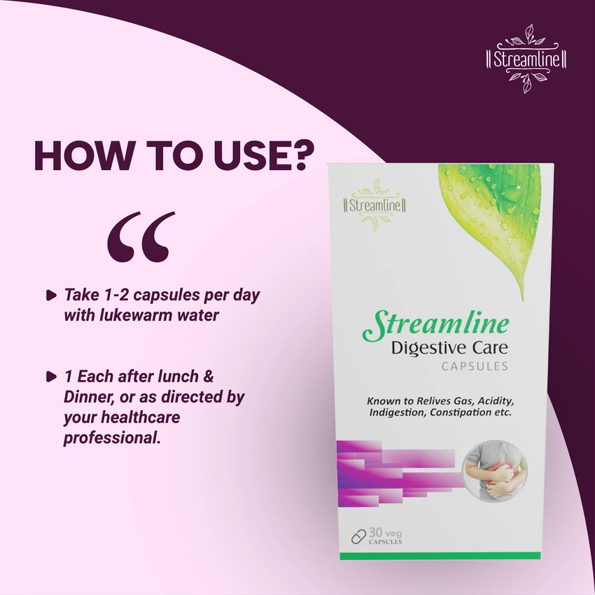 STREAMLINE DIGESTIVE CARE CAPSULES for Constipation Relief , Digestion Support , Gastric troubles , Regulating Bowel Movement