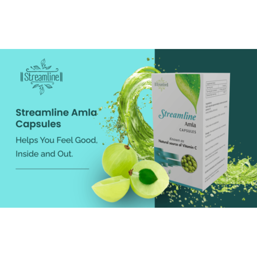 STREAMLINE AMLA CAPSULES Rich In Vitamin C, Protects Against Free Radicals, Rich In Antioxidants, Improves Digestion, Enhances Vision