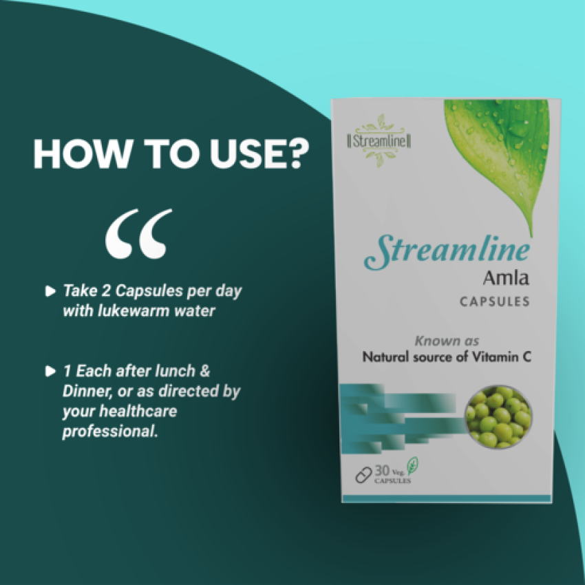 STREAMLINE AMLA CAPSULES Rich In Vitamin C, Protects Against Free Radicals, Rich In Antioxidants, Improves Digestion, Enhances Vision