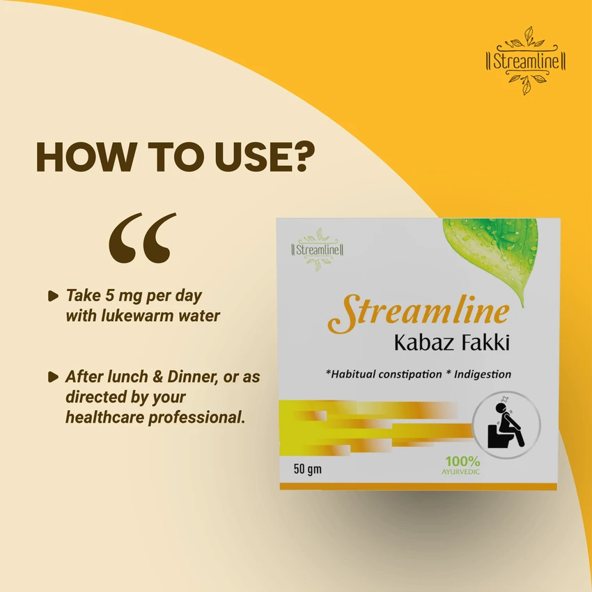 STREAMLINE KABAZ FAKKI Herbal Laxative Instant Effective Fast Constipation Relief Medicine | Kabz Fakki Stool Softener Stomach Cleanser