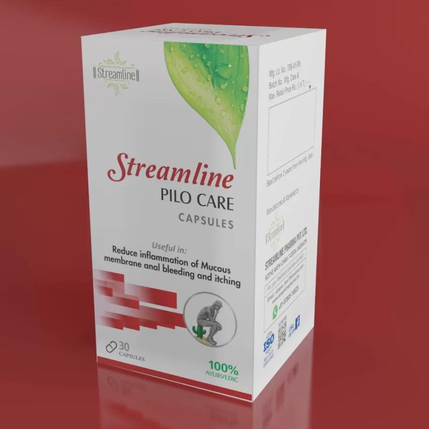 STREAMLINE PILO CARE CAPSULES Fast relieve in bleeding, burning & pain I For Piles, Fissure. Fistula, Inflammation & Rectum