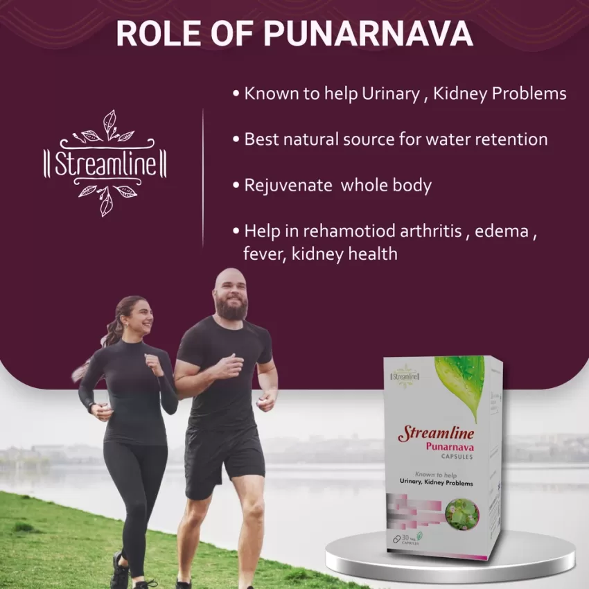 STREAMLINE PUNARNAVA CAPSULES for Good Gut Health & for Healthy Appetite, Helps for Heart and Urinary Health