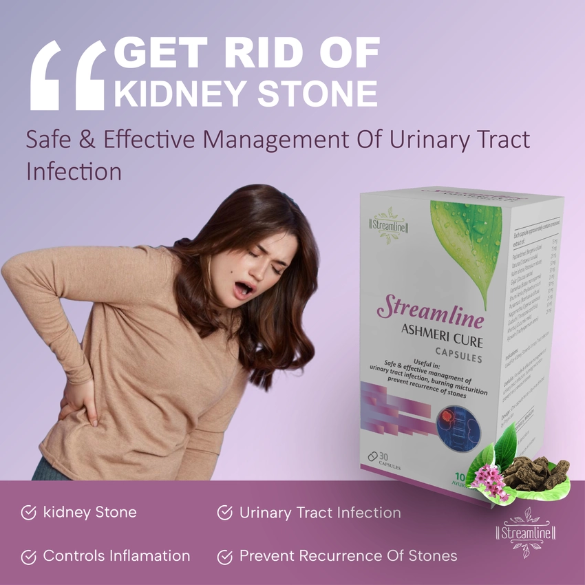 STREAMLINE ASHMERI CURE CAPSULES For Kidney Stone & Improves Kidney function Naturally