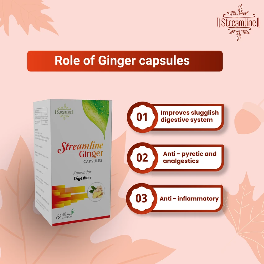 STREAMLINE GINGER CAPSULES Improves Digestion & Boosts Immunity