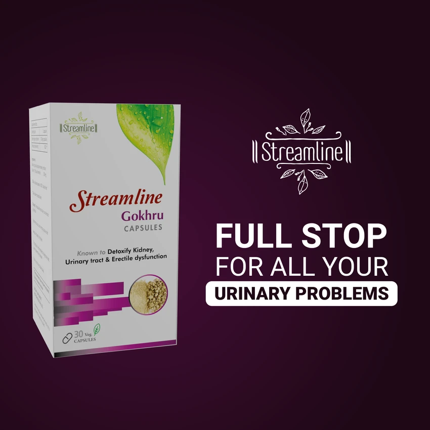 STREAMLINE GOKHRU CAPSULES or Men's Wellness, Urinary Tract Health, Enhances Immunity-Boosting and Strength