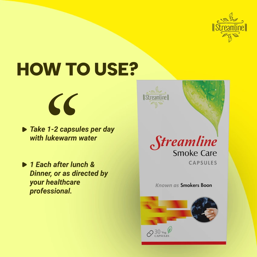 STREAMLINE SMOKE CARE CAPSULES Cleanses, detoxifies and restores the lungs against mucus, sputum and tars