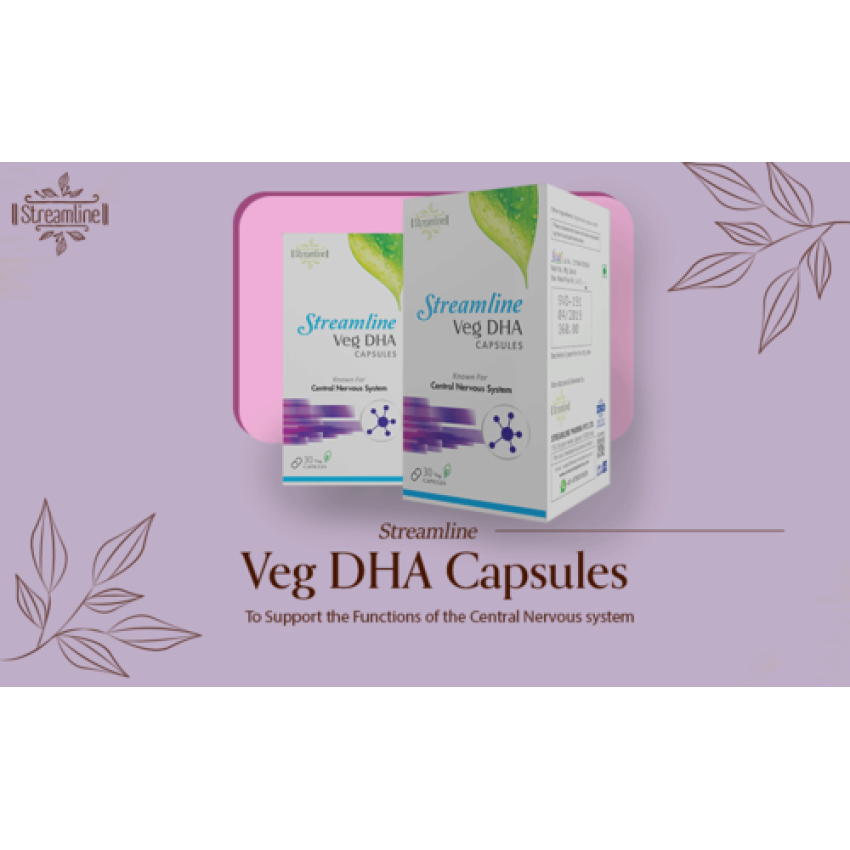 STREAMLINE VEGDHA CAPSULES Vegetarian Plant Based Omega 3 DHA Supplement - Supports Joint Movement, Brain Function, Healthy Heart And Visual Health - Sustainably sourced