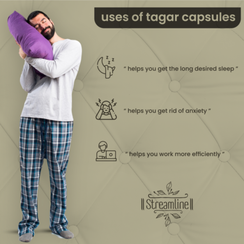 STREAMLINE TAGAR CAPSULES Restful Sleep, Improved Focus, Relaxed Mind | Good For Eye Health