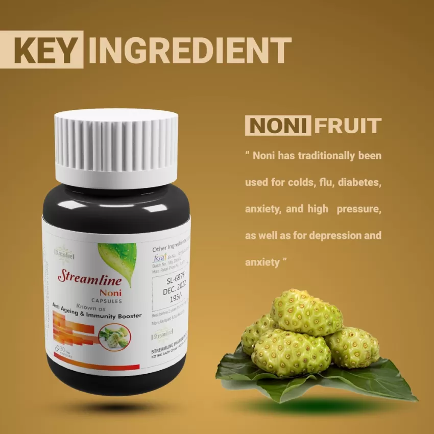 STREAMLINE NONI CAPSULES  Good For Body Detoxifier, Immunity Booster, Joint Pain Relief , Restful Sleep