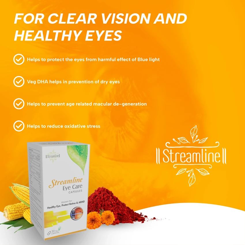 STREAMLINE EYE CARE CAPSULES Plant Based Eye Care Supplement to Improve Vision, Blue Light & Digital Guard