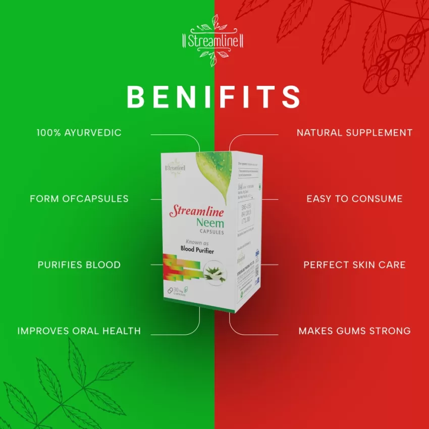 STREAMLINE NEEM CAPSULES || Blood Purifier Anti Acne || Anti Bacterial & Fungal infections || Skin Wellness ||