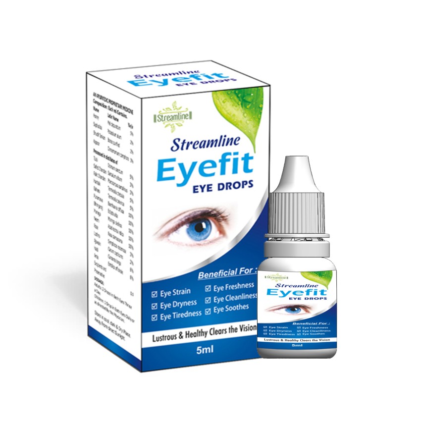 STREAMLINE EYEFIT EYE DROPS for Dry Eyes, Conjunctivitis, Swelling, Irritation, Tearing, Refreshing, Strained Eyes