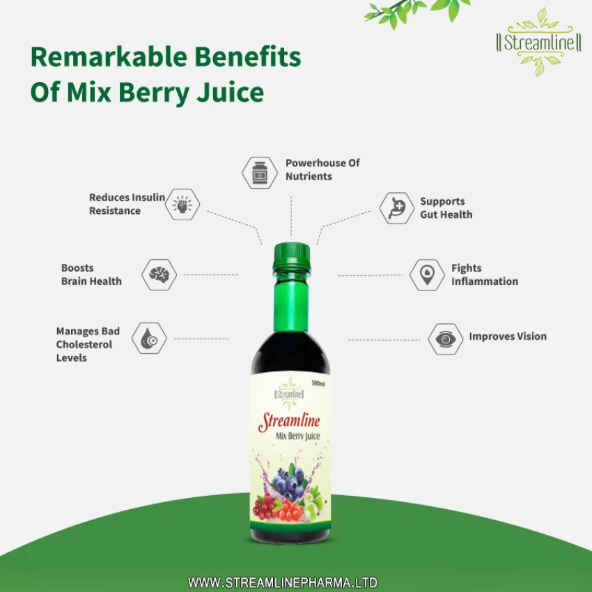 Streamline Mix Berry Juice, 100% Natural, 500ml Bottle