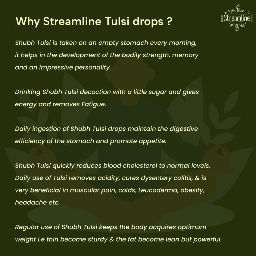 STREAMLINE TULSI DROPS Concentrated Extract Of 5 Rare Tulsi For Natural Immunity Boosting & Cough And Cold Relief