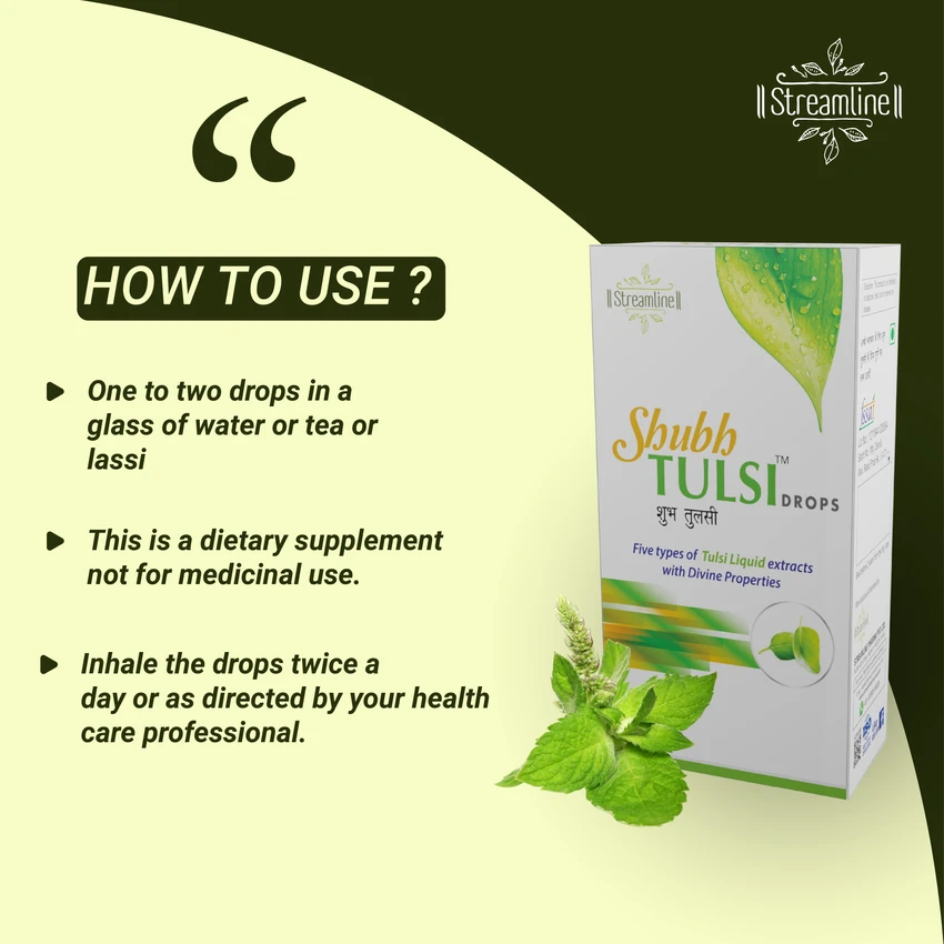 STREAMLINE TULSI DROPS Concentrated Extract Of 5 Rare Tulsi For Natural Immunity Boosting & Cough And Cold Relief