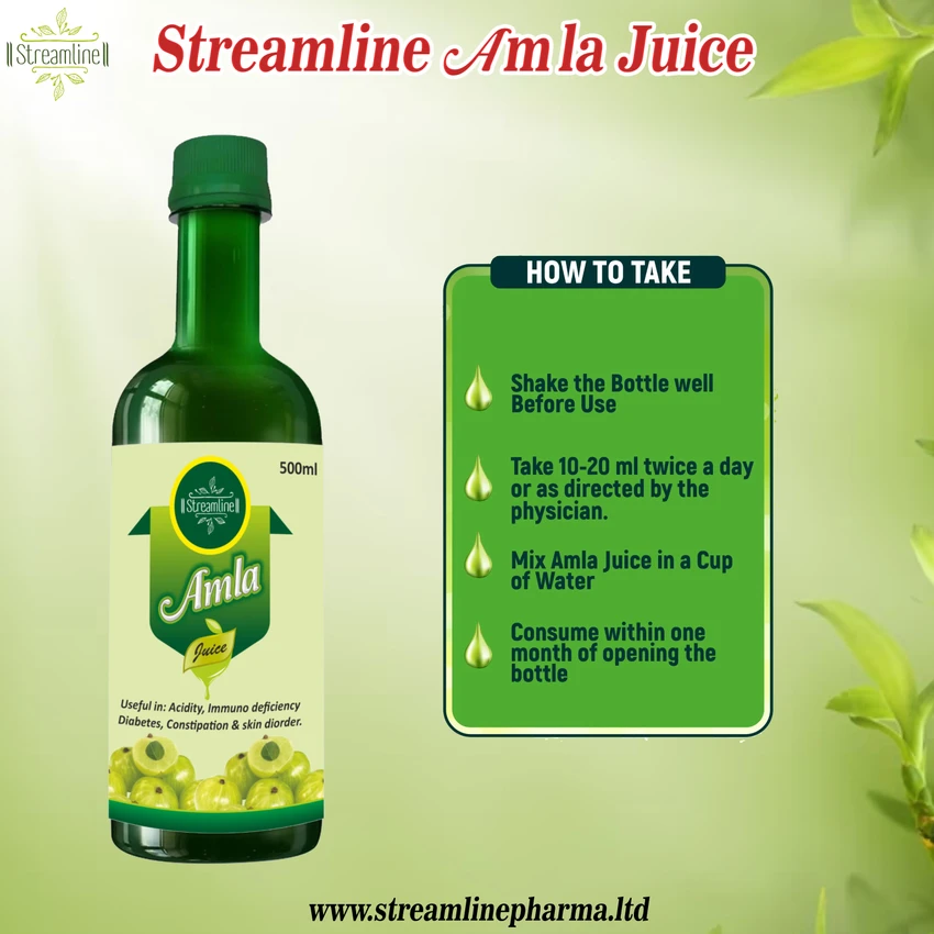 Streamline Amla Juice | Suitable for healthy Hair & Skin | Detox juice for weight loss | Natural Source of Vitamin C | Organic & Natural Juice Made With Cold Pressed Amla| No Added Sugar